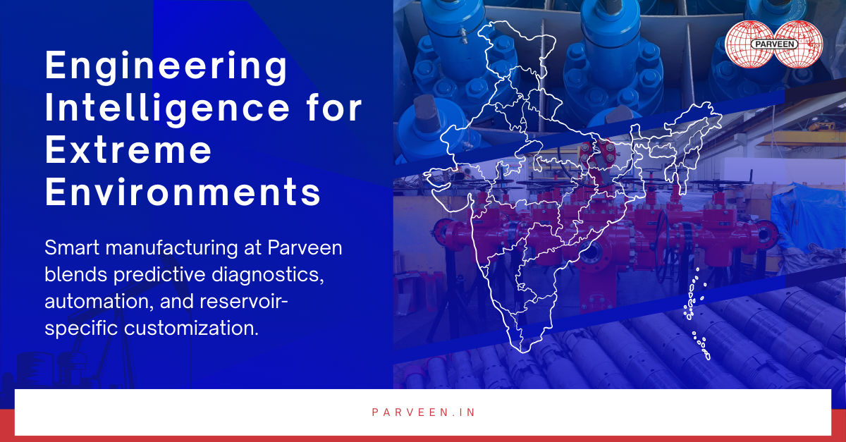 Engineers inspecting pressure control equipment for global oilfield deployment.